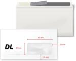  Plic DL, 110 x 220 mm, fereastra dreapta 35 x 90 mm, alb, banda silicon, 80 g/mp, 100 bucati/set (KF20215) - forit