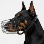 KT26 | Fémkosaras | Jól szellőző, bőrszíjas szájkosár dobermann kutyáknak - Dobi2 méret, 10 cm/7 cm/28 cm