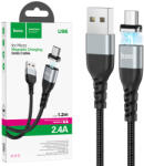 hoco. premium product Cablu de incarcare si transfer date, Magnetic USB MicroUSB, 2.4A, lungime 1.2m, HOCO (U96) Negru (6931474742193)
