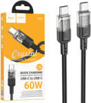 hoco. premium product Cablu Hoco, Incarcare si sincronizare Date cu invelis Textil, USB-C la USB-C, 60W, 3A, Fast Charging, Lungime 1.2m, (U129) Negru (6942007612470)