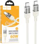 hoco. premium product Cablu Hoco, Incarcare si sincronizare Date cu invelis Textil, USB-C la USB-C, 60W, 3A, Fast Charging, Lungime 1.2m, (U129), Bej (6942007612494)