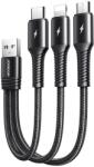 JOYROOM Cablu de incarcare Joyroom 3in1, USB - Lightning/USB tip C/Micro USB, 3.5A, 15 cm, Negru (S-01530G9)