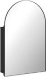 HOMCOM Dulap cu oglindă pentru baie, dulap curbat cu ușă 180°, 3 rafturi, din metal Negru 50 x 12 x 76 cm | Aosom Romania (834-927V00BK) Comoda