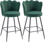 HOMCOM Set de 2 taburete de bar, scaune de bar cu spătar și suport pentru picioare, picioare din oțel, 54 x 55 x 97 cm, verde închis | Aosom Romania (83A-349V00DG)