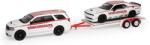 Greenlight Collectibles Model colecționabil Greenlight Contemporary: Automobile - Dodge Durango (2018) și Dodge Challenger SRT/Hellcat (2016) cu remorcă platformă (Racing Hitch & Tow Series 6) (GRL31190-B)