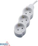BEMKO Schuko hosszabbító kábel, 3 aljzat, 3 m, 16 A, fehér BM-B06-NB3GS3M (BM-B06-NB3GS3M)