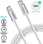 Anker Cablu USB-C la USB-C Anker 240W pentru MacBook, iPad, iPhone si Samsung Galaxy, Incarcare Rapida, Braided, 1m, Alb (5944237833725)