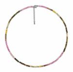 Colier Turmalina Multicolora Rotund Fatetat 3x3 mm cu Argint 925 sau Inox 316L 1 Buc