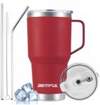 GEMFUL Szigetelt kávés pohár 900 ml autós irodai meleg/hideg italokhoz női ajándék (GX022)