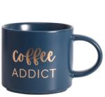  Coffee Addict Kerámia Bögre - 410 ml, Kék Arany Felirattal Kék (EM2052)