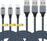 Apple MFi Tanúsítvánnyal Rendelkező iPhone Töltő - Fehér Lightning Kábel Szett (1 m, 3×2 m, 3 m) Gyorstöltéssel (X000W7ADSX)