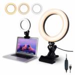 Elegiant Selfie gyűrűs lámpa csíptetővel, 16 cm - 3 fényszín, 10 fokozatú fényerő, USB, Elegiant (X00163F52B)