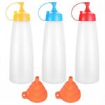 LikeSun Szószos flakon szett 3 db, 550 ml - 2 szilikon tölcsérrel, BPA-mentes, szivárgásmentes, LikeSun (X001APAMS7)