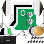 Hakutatz Proffeszionális Fotóstúdió Szett Gyűrűlámpával, Softboxszal és Háttérrel (X001DX7G1R)