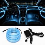 OneLED Autós LED Szál, Vágható LED Fény, USB Töltésű 2m Jégkék (CARLED010)