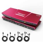 TESmart Dual Monitor KVM Switch - 4×2 (2 PC / 2 Monitor), HDMI + DisplayPort, 4K@60Hz, EDID, USB 2.0 (Korallpiros) (HDK0402A1U-EURD)