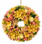 Dommio Őszi koszorú fa virágokból, sárga, Ø30 cm (DE-5165-P)