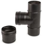 FALCON Heat Generation Tub De Fum De 90° Din Oțel Inoxidabil Cu Colector Cu Element "t" - Negru (80 Mm) (5940805363434)
