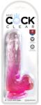 King Cock Clear 6 cu Bile Roz Dildo Transparent din TPE cu Ventuză Dildo
