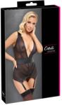 Cottelli LINGERIE Corset Tip Basque și Tanga Cottelli Lingerie din Powernet Negru - Negru , M