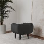haaus Taburet Tapitat Atlas, Negru, tapiterie mixta cu piele naturala, 60 x 40 x 47 cm (930172)
