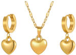 Thia Jewelry S. Steel Set bijuterii dama din otel inoxidabil auriu Thia Jewelry, cu lant si pandantiv inima, cercei tip cerc cu pandantive inima (JC-S318-9)
