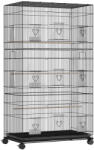 PawHut Colivie Mare pentru Păsări cu Roți 6 Hrănitoare Tavă Detașabilă Uși Multiple 3 Bârne 77x46, 5x141 cm Negru | Aosom Romania (D10-117V00BK)