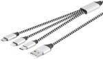 Lamtech Cablu Date Si Incarcare Lamtech 3in1 USB La Type-C/Lightning/Micro USB Invelis Metalic 2A 1M Argintiu (8718858450329)