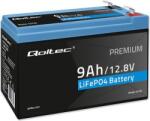 Qoltec Baterie LiFePO4 Qoltec 12.8V 9Ah (115.2Wh) cu BMS Integrat - Durata Lunga Stabilitate Siguranta Adancime Descarcare 100% Ideala Sisteme (53700)