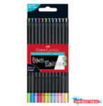  Színes ceruza 12/klt FABER-CASTELL háromszögletű, fekete test /Black edition/ neon+pasztell 116410 (BAR_179120110)