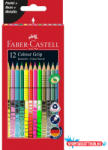  Színes ceruza 12/klt FABER-CASTELL Grip gumi pöttyös pasztell+neon színek 201569 (BAR_179120002)