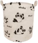  Akuku összehajtható, merevített, vízálló belső résszel ellátott füles textilkosár - Bézs panda