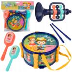 LEAN Toys Zenei hangszer szett gyerekeknek Dob Trombita Csörgő pálcikák L (5905991097112)