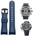  Curea Fluororubber pentru Reef Tiger RT - 24 mm - Bleumarin și Negru - Cataramă Oțel - 20 cm (Rga3503)