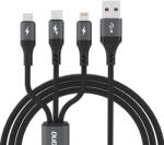 Dudao Cablu pentru incarcare si transfer de date Dudao L3E 3 in 1, USB la USB-C/Lightning/Micro-USB, 60W, 1.2m, Negru (6976625333486)