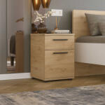 Adore Noptiera Adore White, 2 sertare, Usa reversibila, Alb - Stejar, 40x57x41 cm (KMD-611-FF-1)