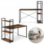 Ecarla Loft számítógépasztal könyvespolccal, polcokkal, 120 x 60cm, fekete, barna (STL24BR)