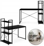 Ecarla Loft számítógépasztal könyvespolccal, polcokkal, 120 x 60cm, fekete, fekete b (STL24CZ)