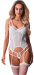 Obsessive OBS Arrowel Obsessive Corset Tip Basque Alb cu Dantelă și Portjartier - Alb , L/XL