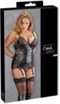 Cottelli BONDAGE Corset Tip Basque Bondage cu Portjartier și Cătușe - Negru , 85D/L