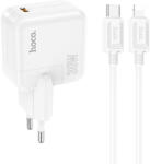 hoco. Set Incarcator Retea USB-C, PD 30W. + Cablu date si incarcare pentru iPhone, USB-C la Lightning, 1m, QC3.0, HOCO (CA112A) (6931474791757)