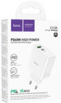 hoco. Incarcator Retea, Power Delivery 65W, Dual Ports, USB-A Quick Charge 3.0 + USB-C cu Power Delivery, 5V, 3A, HOCO (CA113A) (6931474790910)
