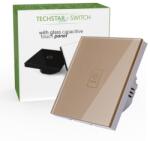 Techstar Intrerupator Touch Techstar® TG02, Sticla Securizata, Design Modern, Iluminare LED, 1 Faza, Auriu (SKU1968)