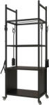 Outsunny Suport pentru Lemne de Foc de Interior și Exterior cu Roți și 4 Ustensile, cu Lopățică, Vătrai, Perie și Clește, Metal, 45 x 30 x 118 cm, Negru | Aosom Romania (842-357V00BK)