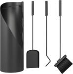 Outsunny Set servitor șemineu 4 piese cu perie, lopată, tisonier și suport, metal 20 x 20 x 65 cm, negru | Aosom Romania (842-398V00BK)
