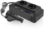 Techstar Invertor de Putere Sinusoidal Techstar®, 200W~400W, 12V la 220V - 2 Prize AC EU, 2 Porturi USB QC și 1 USB-C, cu Afisaj Digital și Tehnologie PD (SKU3252)