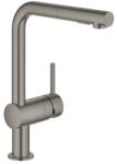 GROHE Minta Egykaros Mosogatócsaptelep Brushed Hard Graphit, Kihúzható, Változtatható Szórásfej, Magas (gr-30274al0)