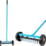 Strend Pro Greblă de grădină, Strend Pro Garden, albastru/negru, 11 dinți, cap din oțel, coadă metalică, lățime de lucru 34 cm, coadă 130 cm, pentru plivit, aerator de gazon, cu roți Grebla