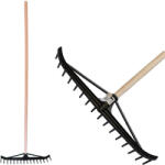 Strend Pro Greblă de grădină, Strend Pro Garden Longbow, negru, 16 dinți, cap din plastic, coadă din lemn, lățime de lucru 55, 5 cm, coadă 162, 5 cm, greblă pentru fân Grebla