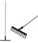 Strend Pro Greblă de grădină, Strend Pro Premium R-606, neagră, 12 dinți, cap din oțel, coadă din lemn, lățime de lucru 34 cm, coadă 154 cm Grebla